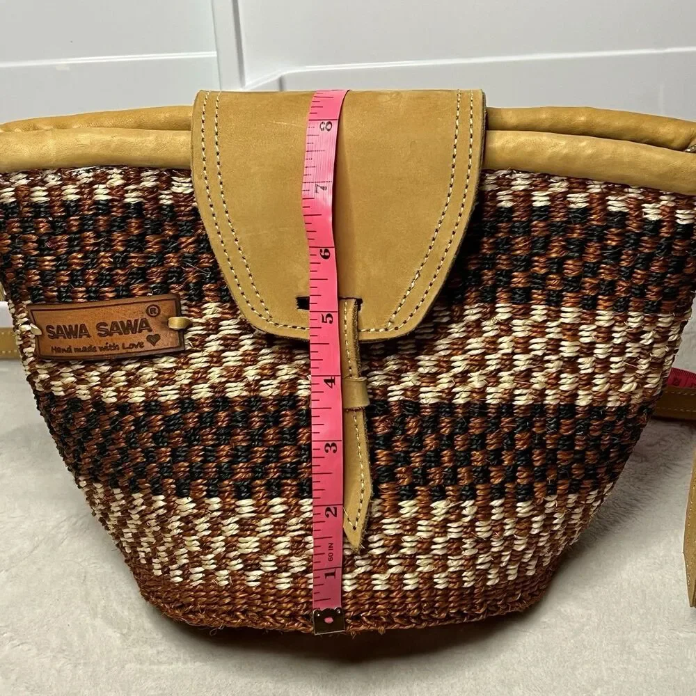 SAWA SAWA Waves on Earth Handmade Striped Sisal Tote Crossbody Purse Strap - Picture 6 of 13